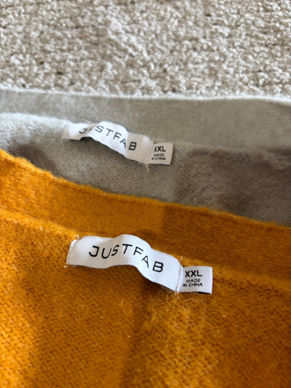 JustFab V-Neck Button Crop Cardigan Sweater - Mustard & Light Gray. - Picture 2 of 6